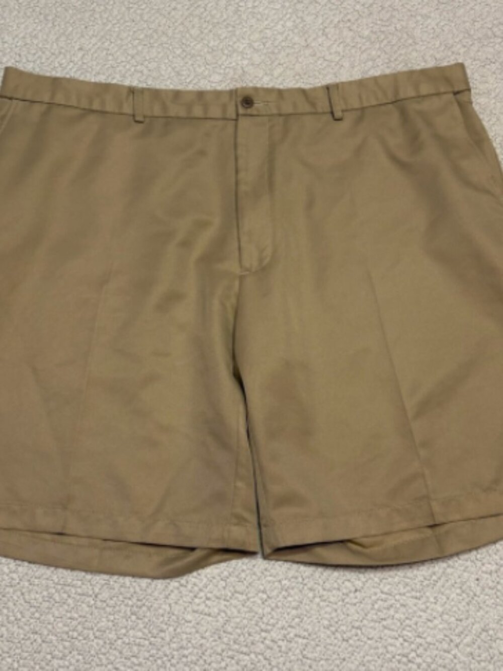 Savane Men's Khaki Flat Front Dress Shorts Size 44 Polyester Casual Golf